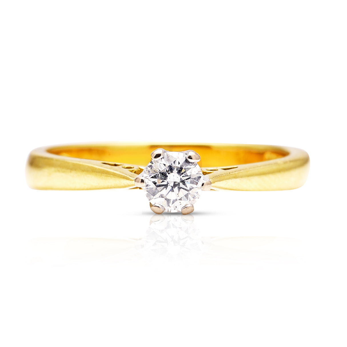 Contemporary, solitaire diamond engagement ring, 18ct yellow gold