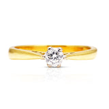 Contemporary, solitaire diamond engagement ring, 18ct yellow gold