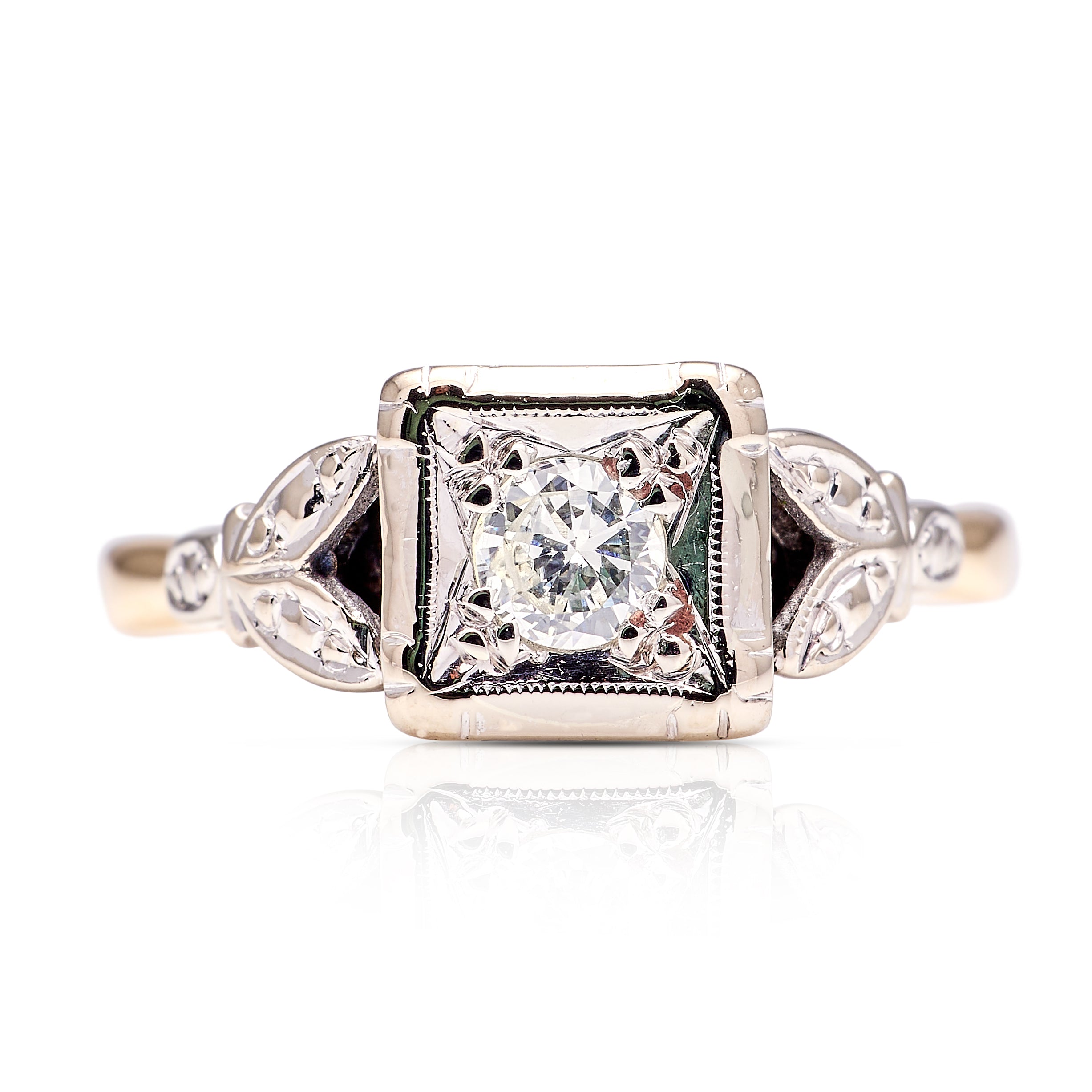 Vintage, 1960s diamond engagement ring, 18ct yellow gold and platinum
