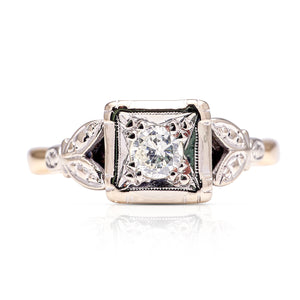Vintage, 1960s diamond engagement ring, 18ct yellow gold and platinum
