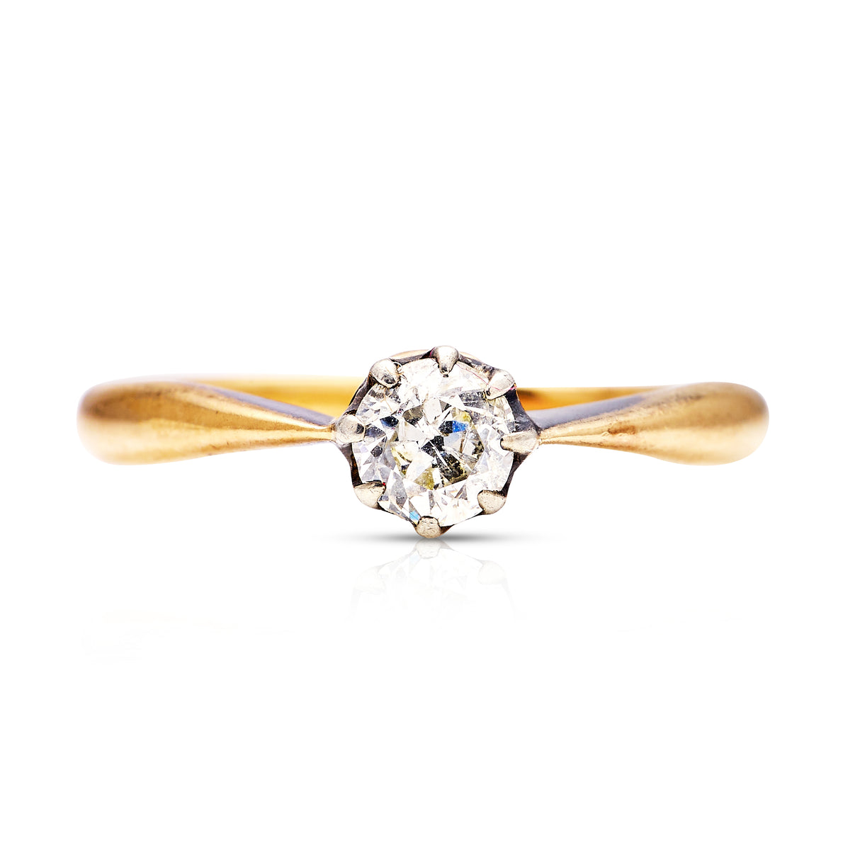 Antique, Edwardian solitaire diamond engagement ring, 18ct yellow gold