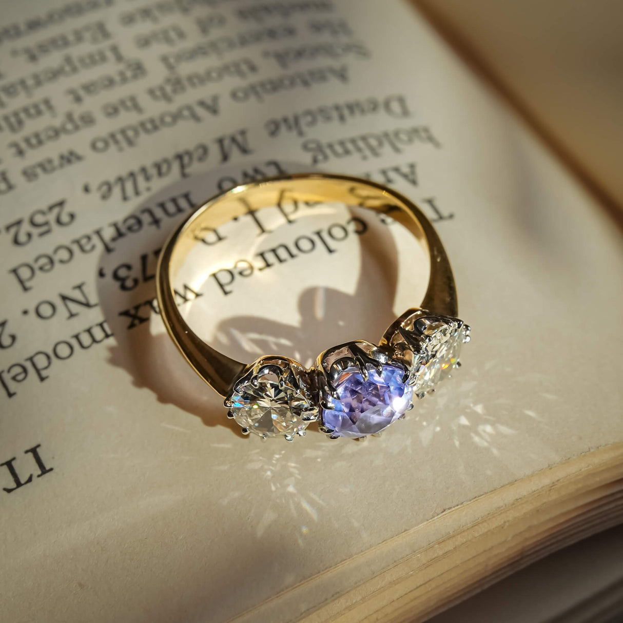 Vintage sapphire and diamond engagement ring with Edwardian detailing