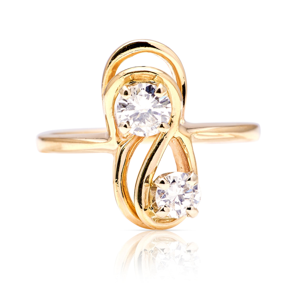 Vintage, 1970s toi-et-moi diamond twist ring
