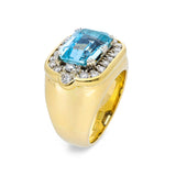 Vintage, 1980s Aquamarine & Diamond Ring, 18ct Yellow Gold & Platinum
