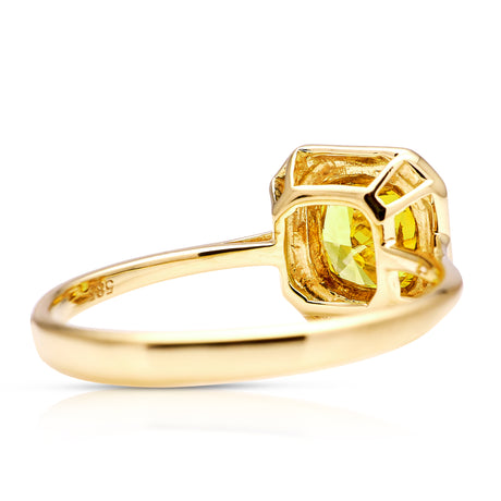 Vintage, Solitaire Yellow Diamond Ring, 14ct Yellow and White Gold