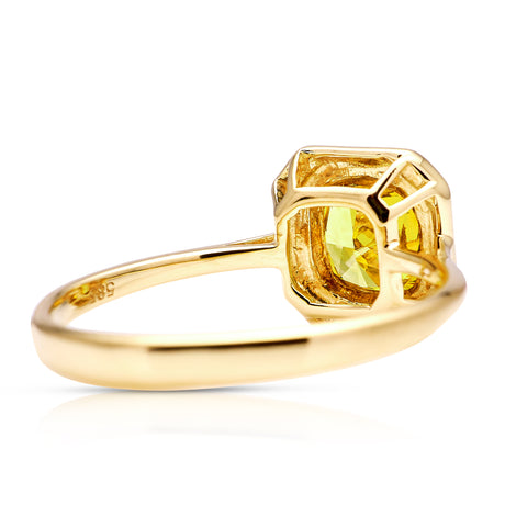 Vintage, solitaire yellow diamond ring, 14ct yellow and white gold