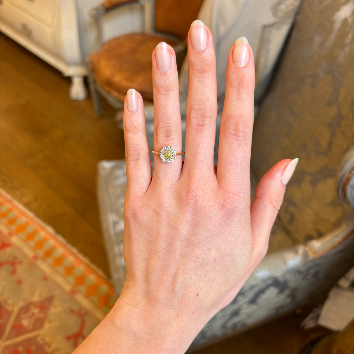 yellow-gold-fancy-yellow-diamond-cluster-ring-worn