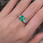 Art Deco | brazilian emerald & diamond three-stone ring