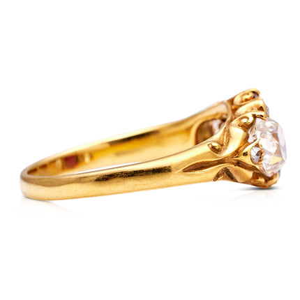 Victorian | A Stunning Ruby and Diamond Three-Stone Ring, 18ct Gold