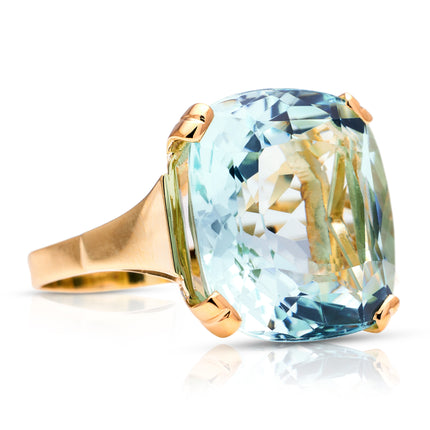 Art Deco | 13ct Aquamarine Ring, Set in 18ct Yellow Gold