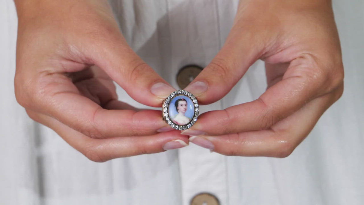 A rare, 18th century, Georgian, portrait diamond ring