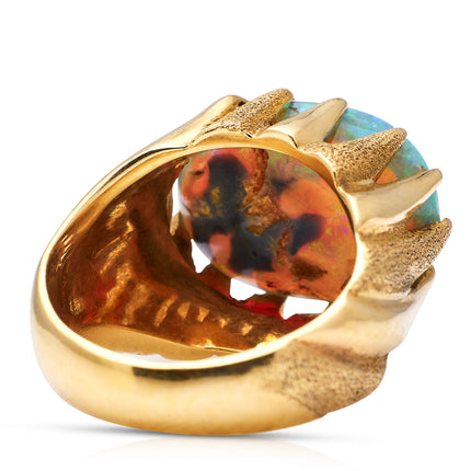 Vintage 1970's Cabochon Australian Opal Ring, 18ct Yellow Gold