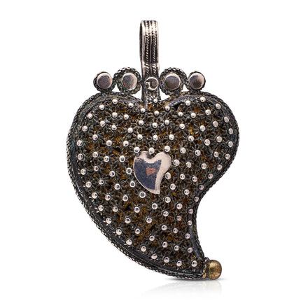Heart-Pendant-Georgian-Locket-Charm-Antique-Silver-Patina-Witches-Heart