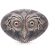 Owl-Pendant-Brooch-Garnet-Silver-Unique-Rare-Antique-Treasure-Pendant