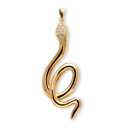Snake-Pendant-18-Carat-Yellow-Gold-Diamond-Auspicious-Vintage-Treasure-Boutique-Unique