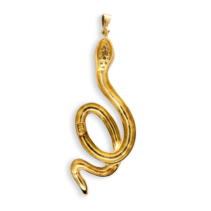 Vintage | Diamond Snake Pendant, 18ct Yellow Gold