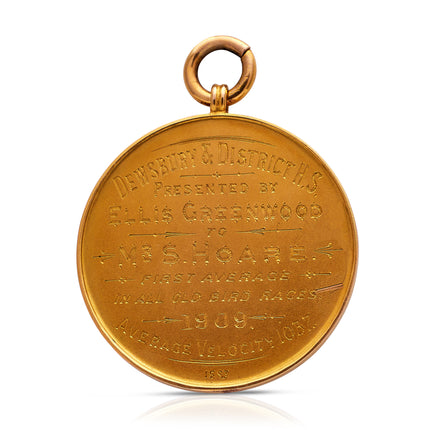 A Charming 15ct Gold Pigeon Pendant, Medal of Honour