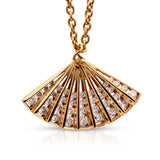 Diamond-Fan-Pendant-Rose-Gold-18-Carat-Necklace-Vintage-Antique