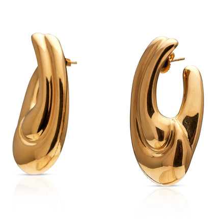 Large 14ct Yellow Gold Earrings, 1980's