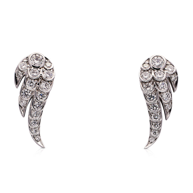 Diamond-Wing-Earrings-18-Carat-White-Gold-Climber-Vintage-Antique-Jewelery