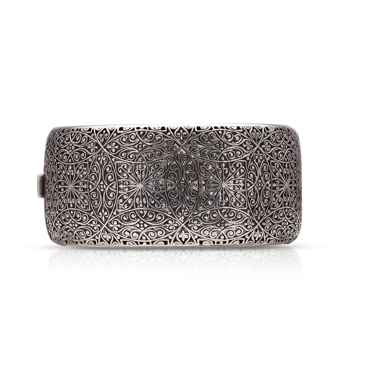 Vintage bangle | intricately pierced statement piece, fine silver