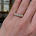 Antique, Edwardian pearl & diamond half hoop ring