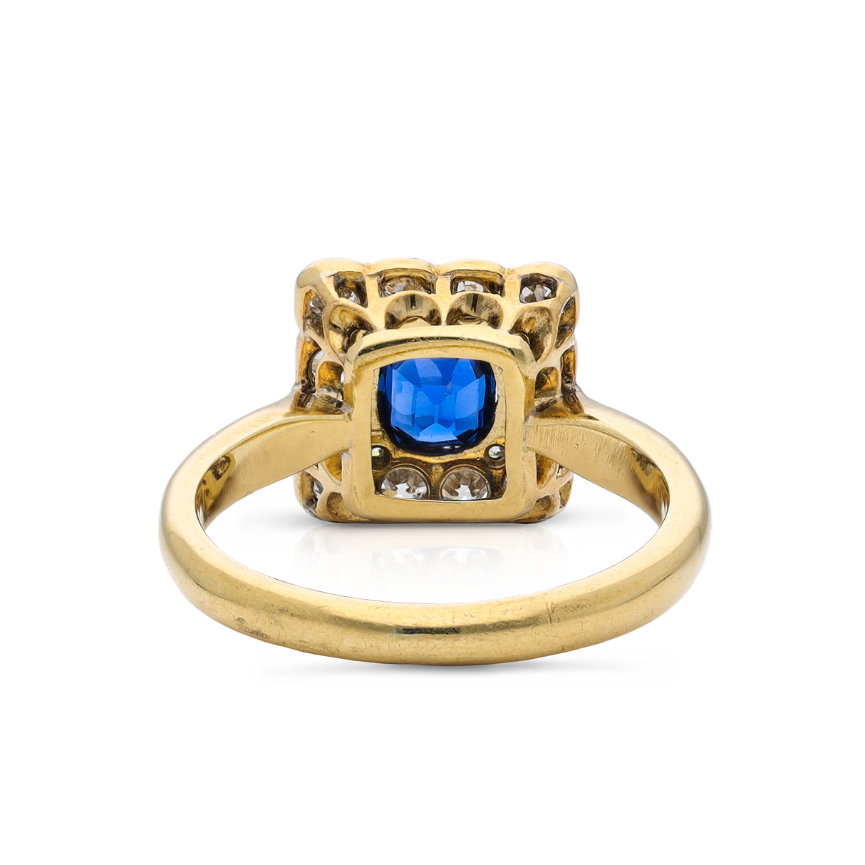 Edwardian, 18ct gold, sapphire & diamond cluster ring