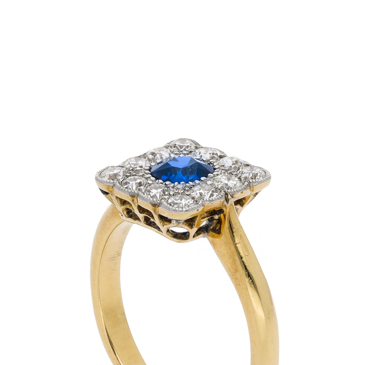 Edwardian, 18ct Gold, Sapphire and Diamond Cluster Ring
