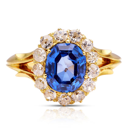 Victorian-Sapphire-Diamond-Cluster-Ring-Yellow-Gold-Antique