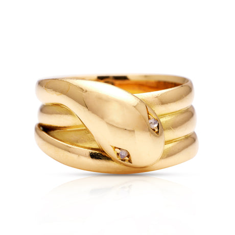 Victorian-18ct-Yellow-Gold-Snake-Ring-Antique-Jewellery