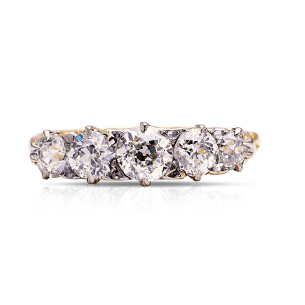 Antique-Five-Stone-Diamond-Ring-Yellow-Gold-Engagement-18ct-Gold