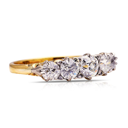 Antique | Victorian Five Stone Diamond Engagement Ring, 18ct Yellow Gold