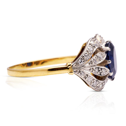 Antique | Art Nouveau Sapphire & Diamond Ring, 18ct Gold