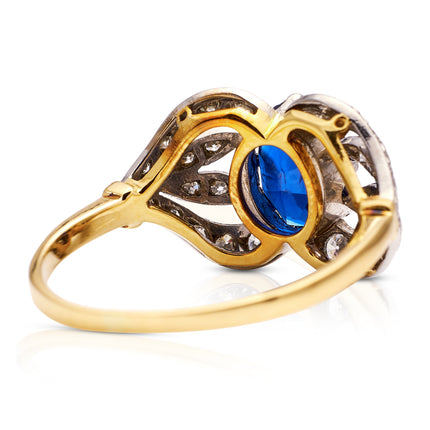 Antique | Art Nouveau Sapphire & Diamond Ring, 18ct Gold