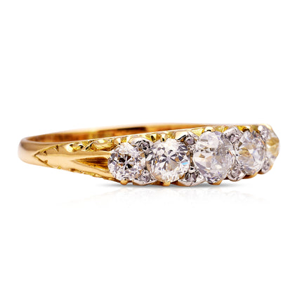 Engagement | Victorian Five Stone Diamond Ring, Yellow Gold