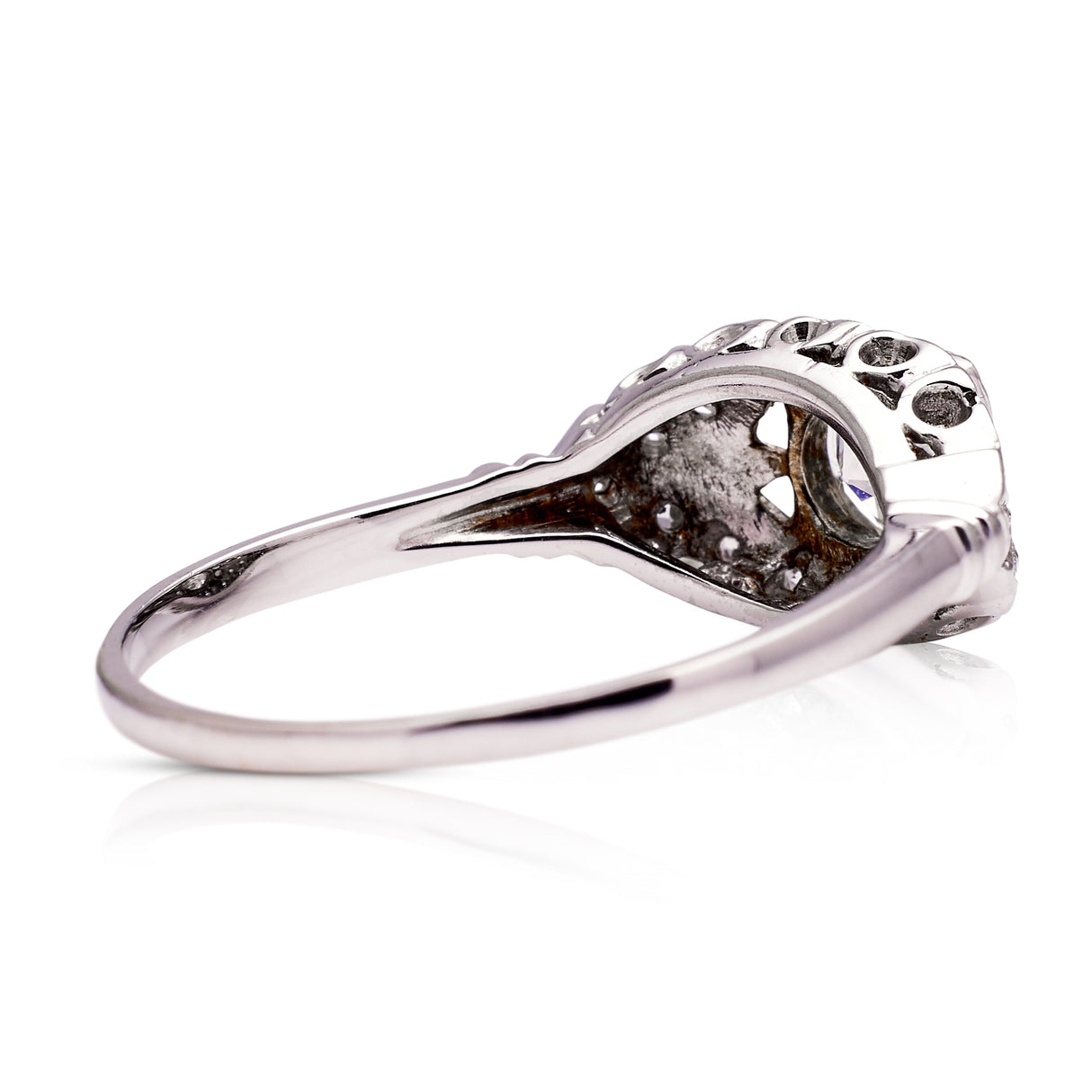 Art Deco diamond engagement ring, rear view.