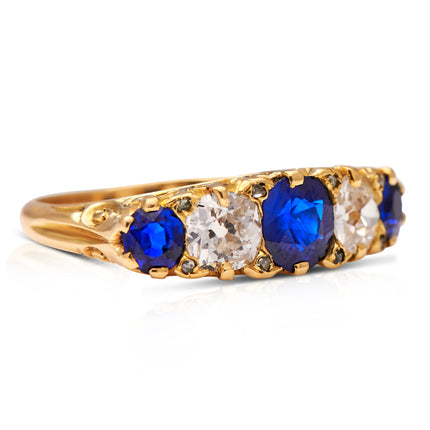 Victorian, 18ct Gold, Sapphire and Diamond Engagement Ring