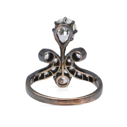Antique Pear Cut Diamond Motif Engagement Ring