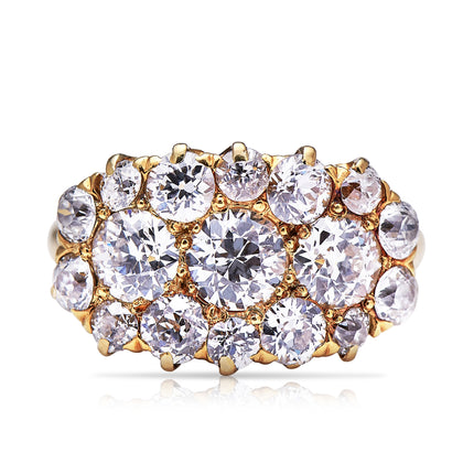 Saddle-Ring-Victorian-18-Carat-Gold-Cluster-Ring-Diamond-Antique
