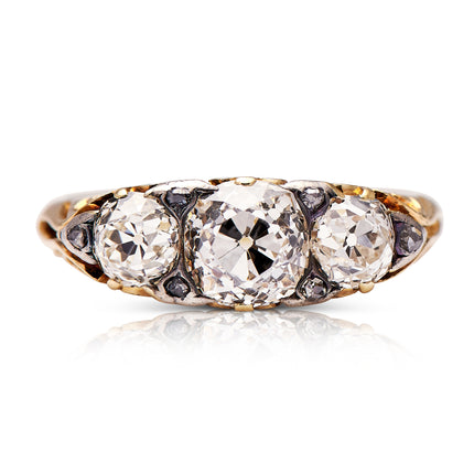 Three-Stone-Rings-Gold-Diamond-Victorian-Antique-Vintage-Jewelery
