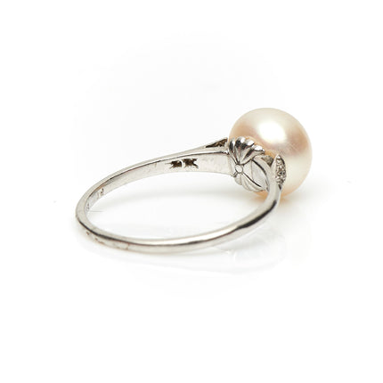 Exceptional, Edwardian, Natural Pearl and Diamond Ring