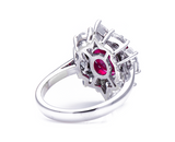 18ct White Gold, ‘Pigeon’s Blood’ 4.27ct Ruby and Diamond Cluster Ring