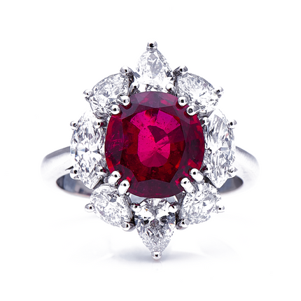 Vintage-Pigeon’s-Blood-Ruby-Diamond-Cluster-Ring-Ruby-Jewellery