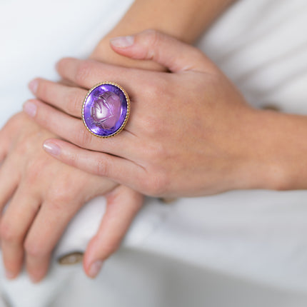 A Poniatowski Gem, 18th Century, Amethyst Intaglio Ring, Cartier