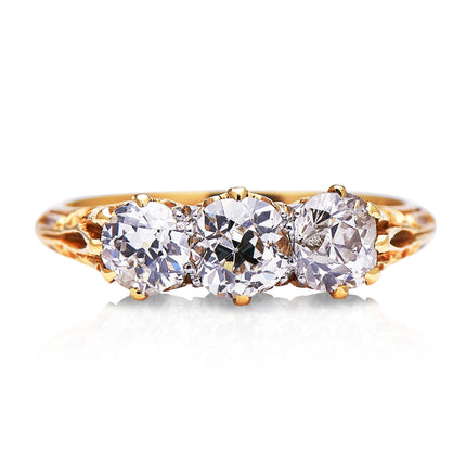 Victorian, 18ct Gold, Diamond Three Stone Ring