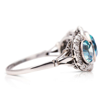 Edwardian, Platinum, Zircon and Diamond Ring