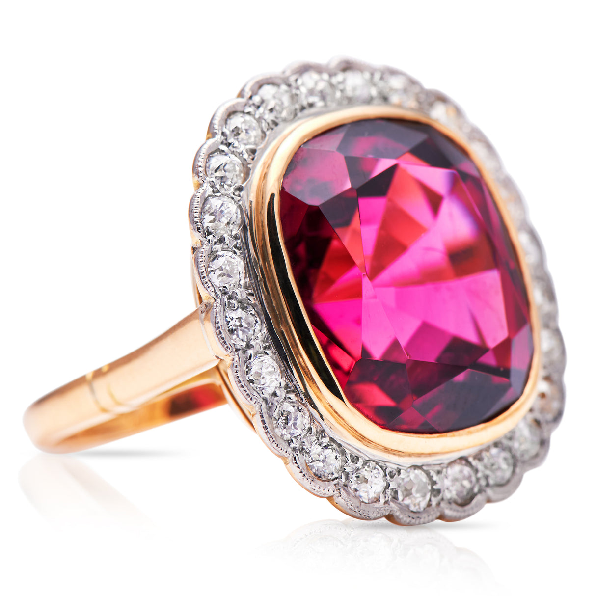 Edwardian, 18ct Gold, Rubellite Tourmaline and Diamond Ring