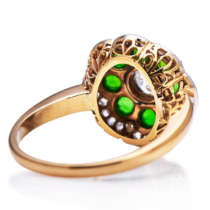 Antique_Rings | Vintage_rings Edwardian, 18ct Gold, Cabochon Demantoid Garnet and Diamond Ring