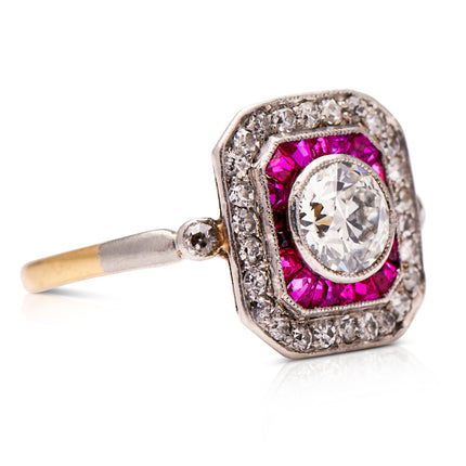 Russian, Early 20th Century, Ruby and Diamond Target Ring