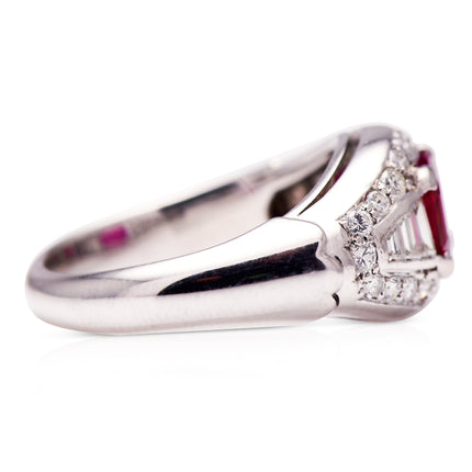 Vintage, Burmese Ruby and Diamond Cluster Ring